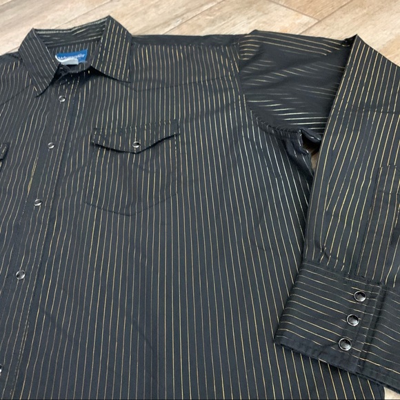 Vintage Wrangler shiny gold pinstripe snap shirt - Picture 4 of 12